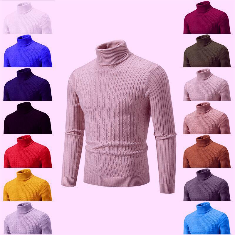 Men's Casual High Collar Pullover Sweater