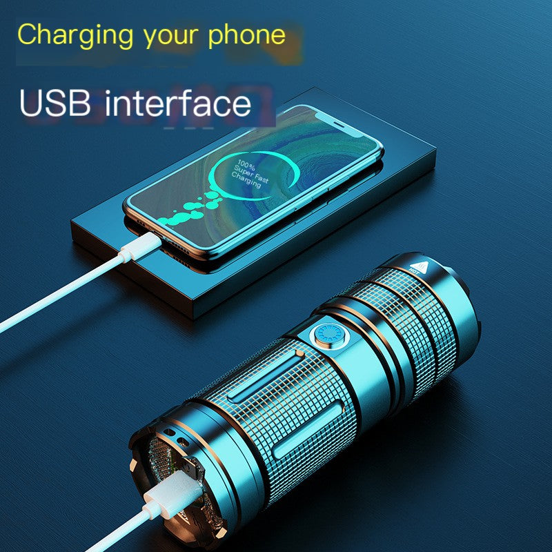 High-Power Rechargeable Flashlight with Zoom Function