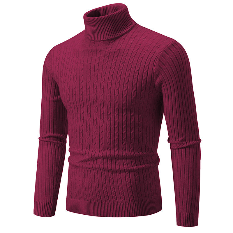 Men's Casual High Collar Pullover Sweater