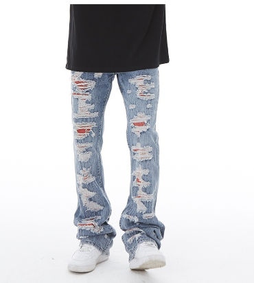 Blue Destruction Beggar Style Denim Jeans