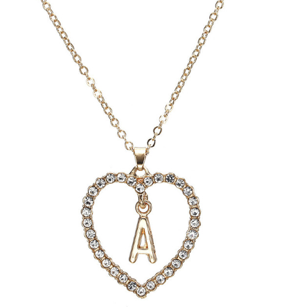 Crystal Heart Letter Necklace - product image 17