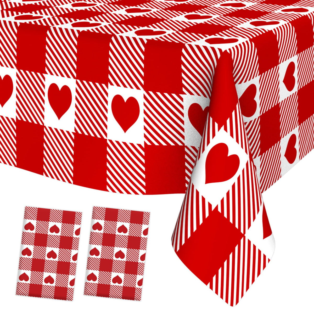 Valentines Tablecloth Plastic Valentines Day Tablecloth 2Pcs Valentines Table Cloth Disposable 54 x 108 Inch Red Heart Love Tablecloth Rectangle Table Covers for Valentines Day Decorations Wedding