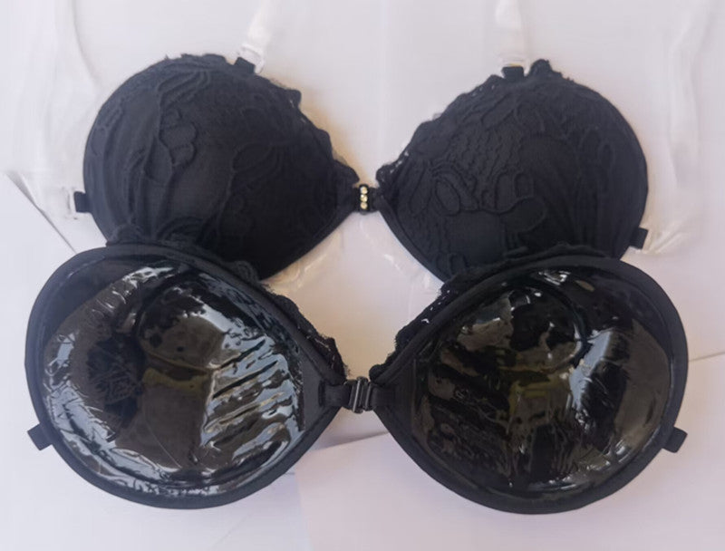 Thicker Embroidered Lace Invisible Bra with Silicone Cups