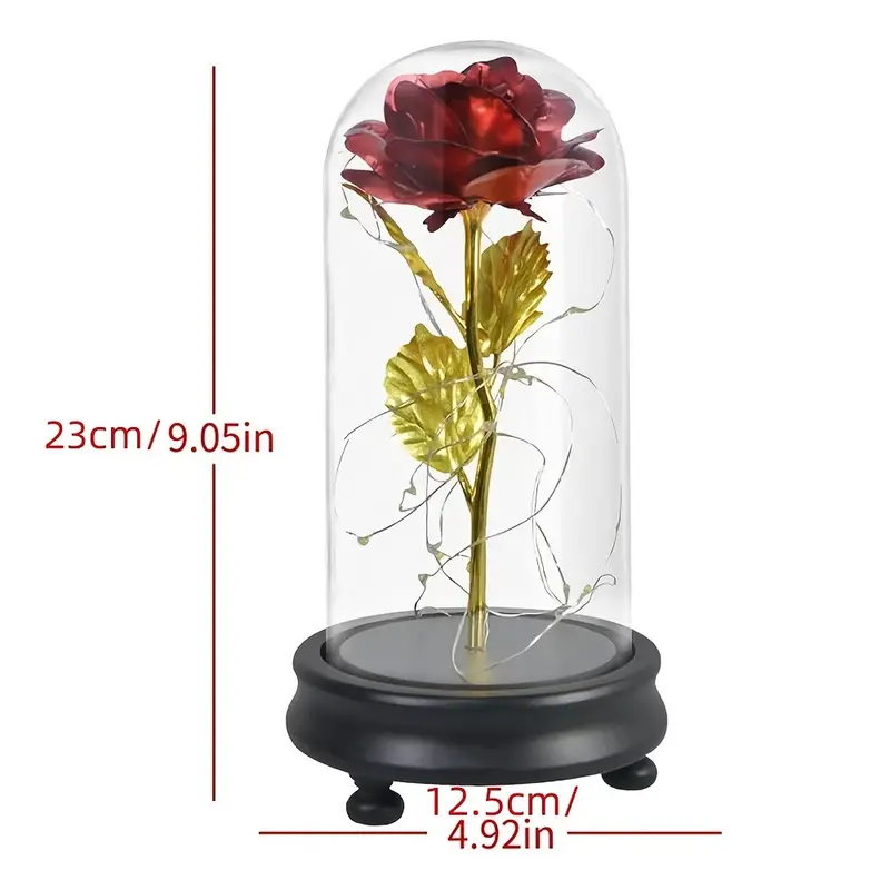 Light Up Rose in Glass Dome - 1pc Artificial Flower