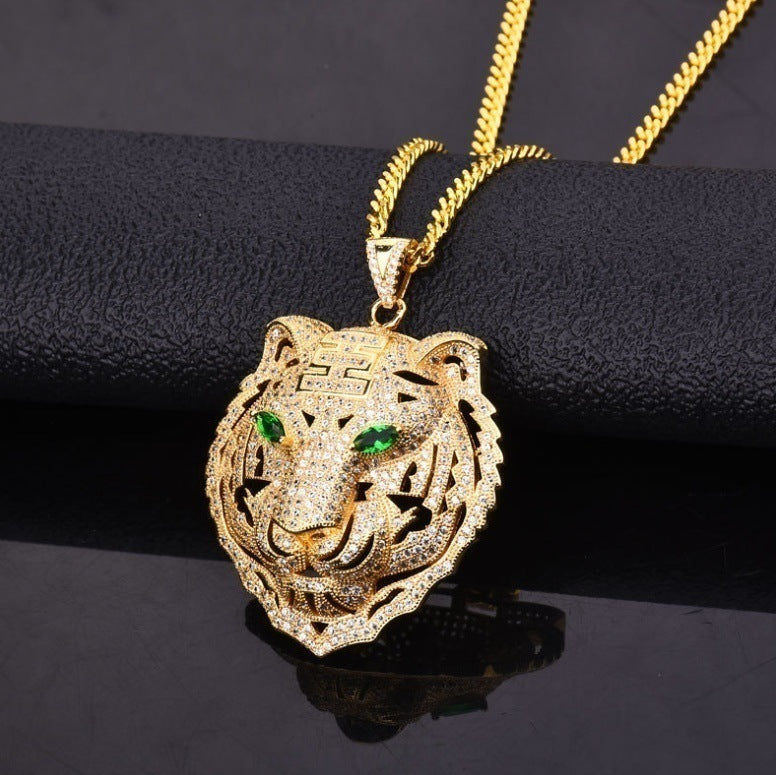 Crystal Tiger Head Pendant Necklace - product image 2