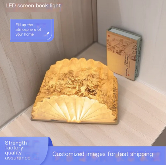 Creative Wooden Folding Book Night Light Screen Lamp