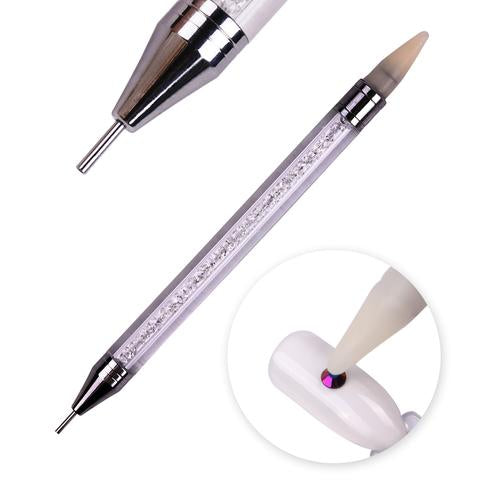 Dual-Head Nail Art Tool with Wax and Drill Tips