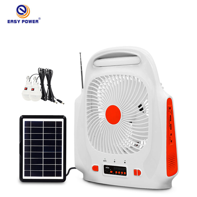 8-Inch Rechargeable Portable Fan with Bluetooth & Radio