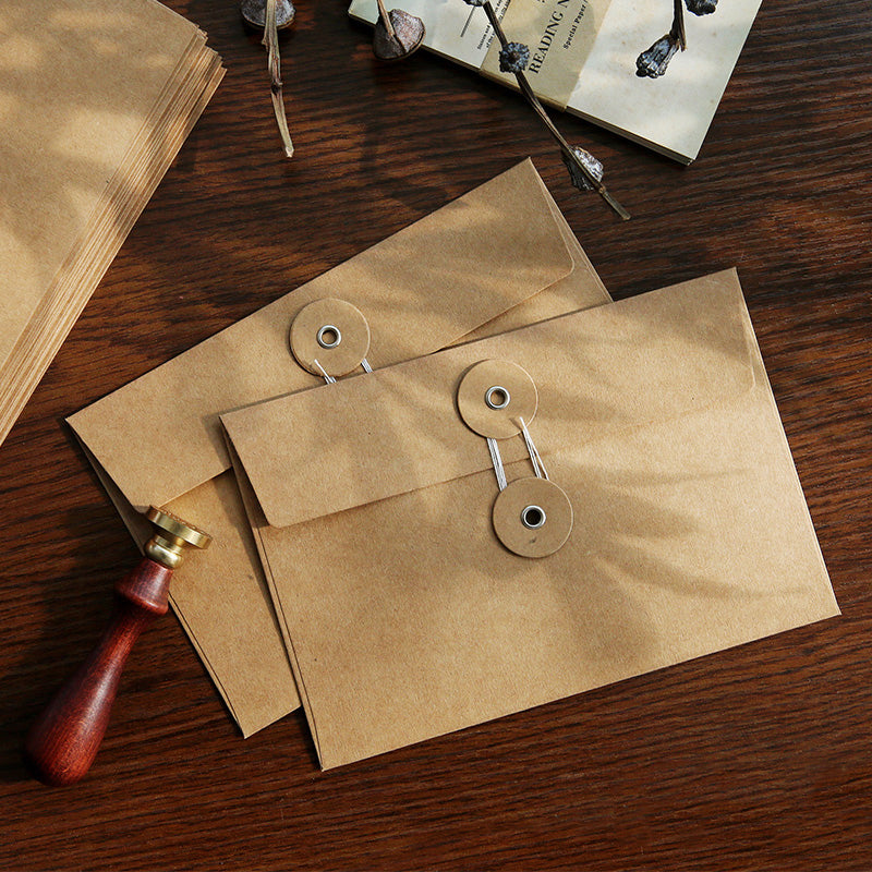 Vintage Kraft Paper Envelope with Button Closure