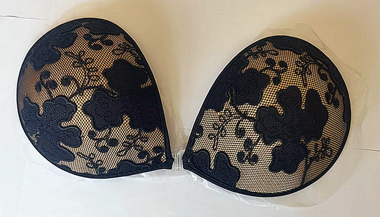 Thicker Embroidered Lace Invisible Bra with Silicone Cups