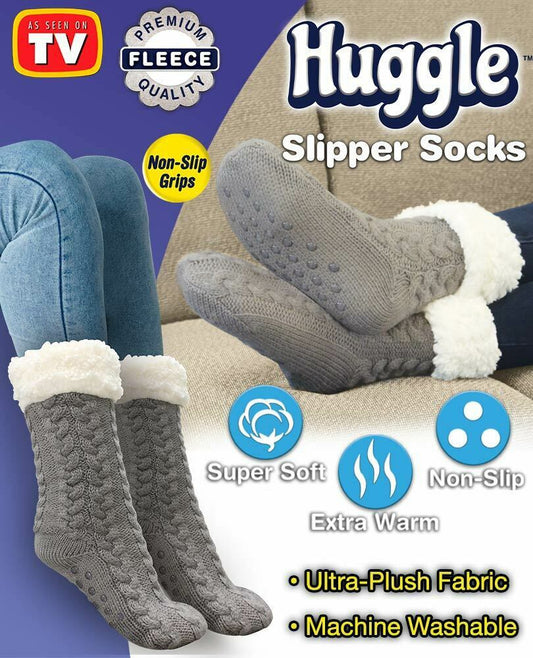 Huggle Slipper Socks - Anti-Freeze, Thick & Warm