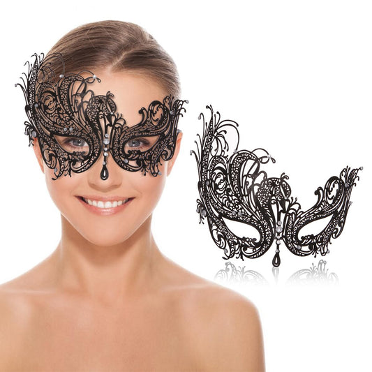 Masquerade Mask for Women Venetian Metal Mask For Party Halloween Costume Cosplay (Phoenix Black)