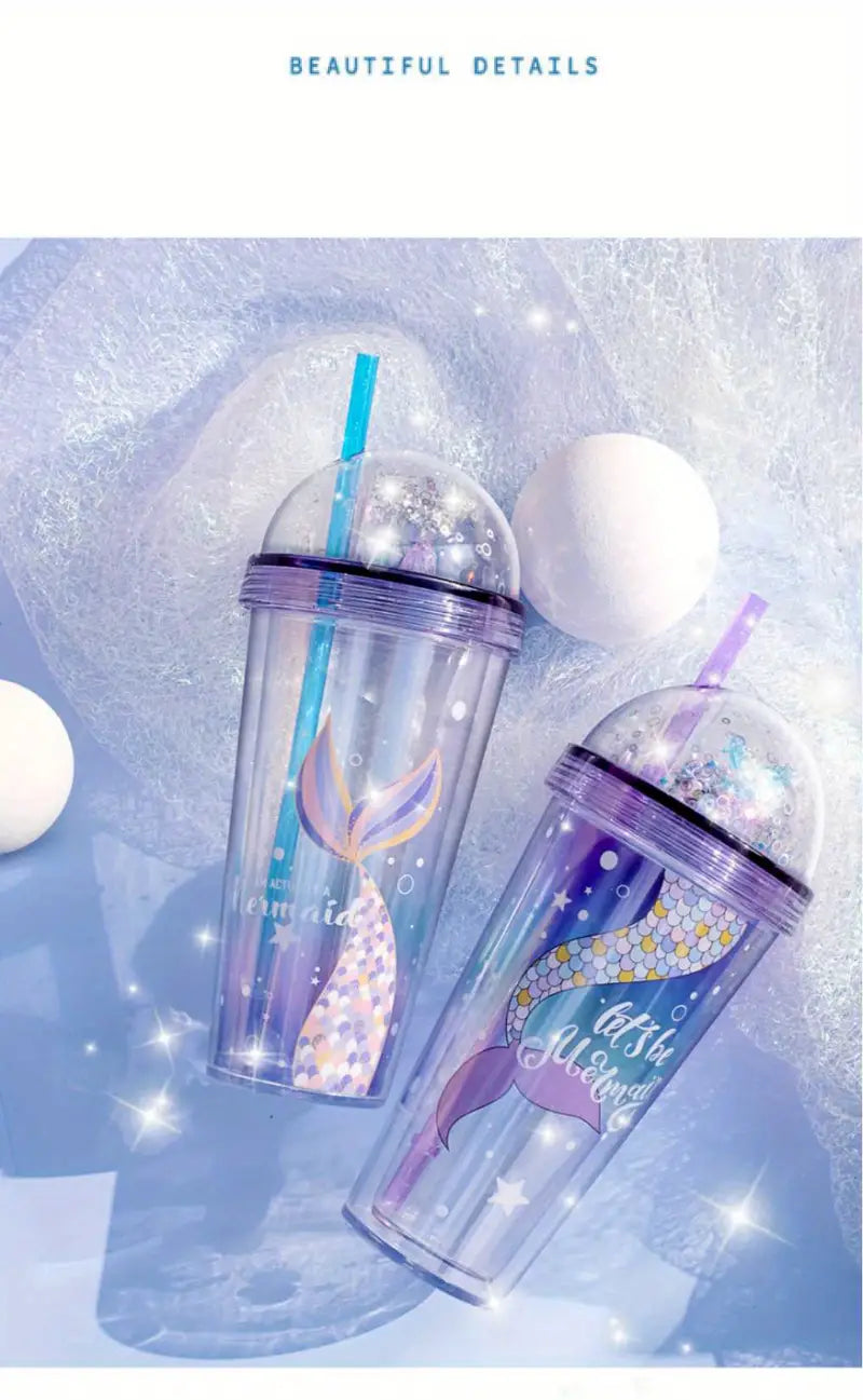 Pearl Mermaid 14oz Gradient Plastic Tumbler with Lid