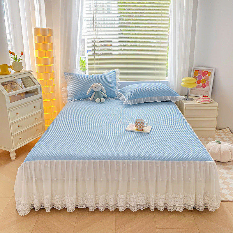 Solid Color 3D Ice Silk Bedding Set for Summer (3 Pieces)