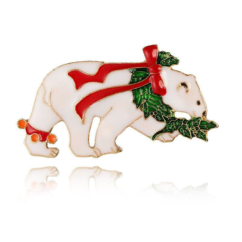 Vintage Christmas Deer & Snowman Brooch - product image 3