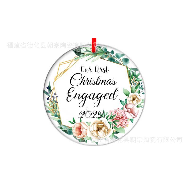 Double-Sided Printed Ceramic Christmas Bauble Ornament