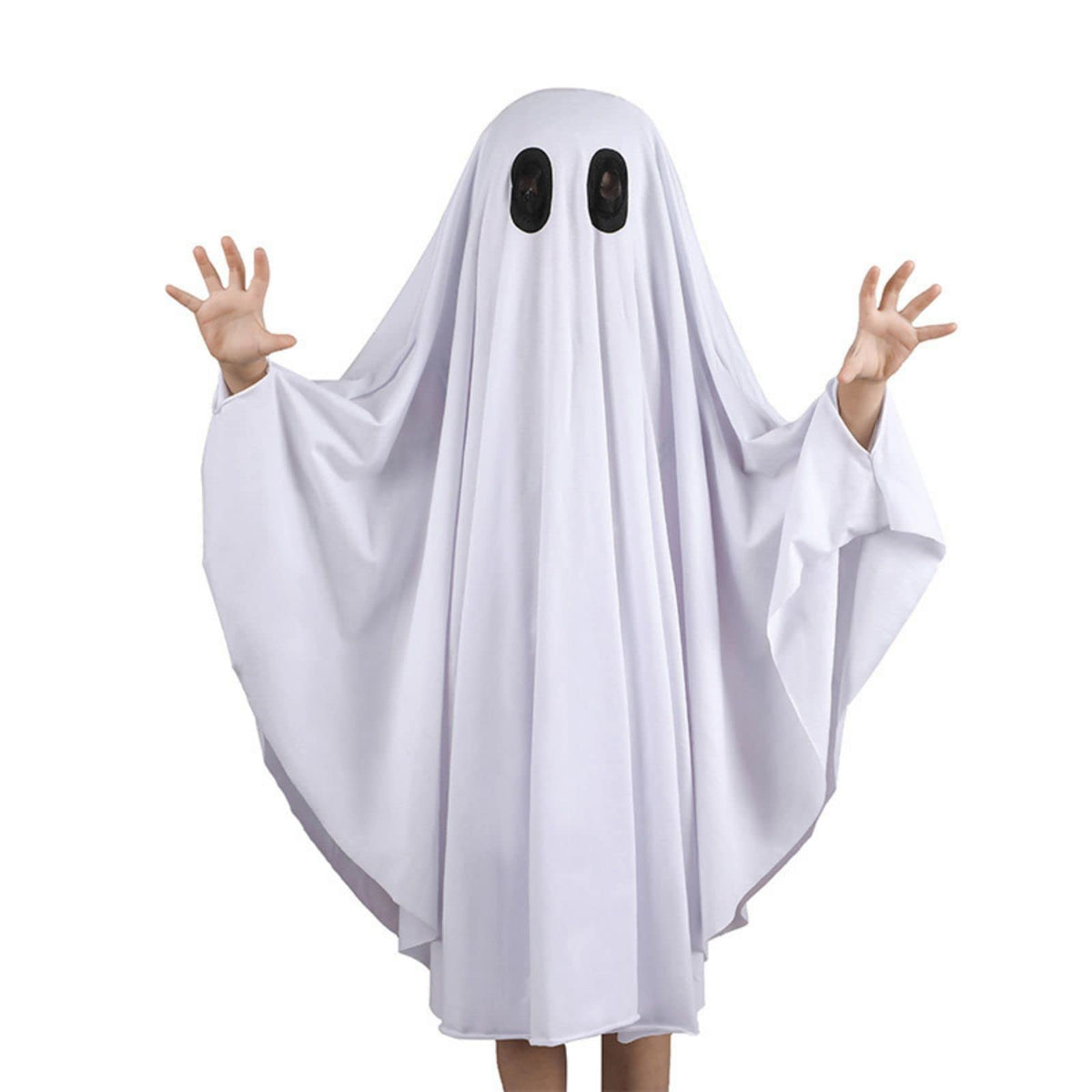 Noubeau Unisex Kid Ghost Costume Girl Halloween Fancy Dress Cosplay Boy White Boo Ghost Cloak Child Spooky Trick-or-Treating(WhiteM)