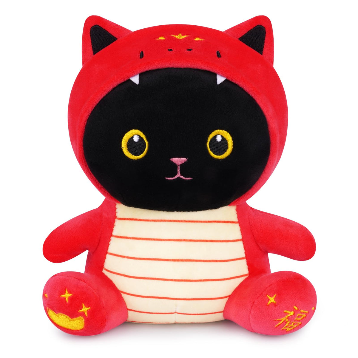 JIZWPOOM Chinese New Year Snake Plush Chinese New Year Decorations 2025 Black Cat Stuffed Animal Snake Plush Lucky Snake Toy for Kids New Year Gifts