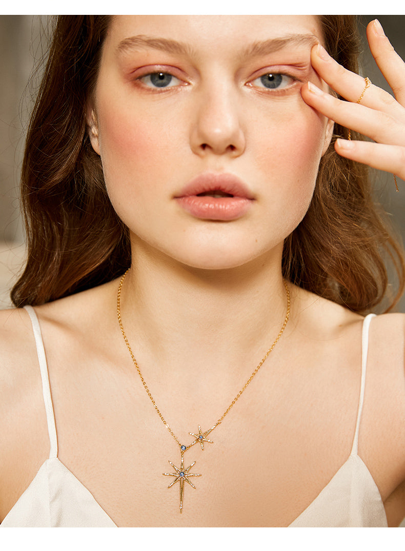 Hexagram Necklace for Women, Simple Pendant Chain
