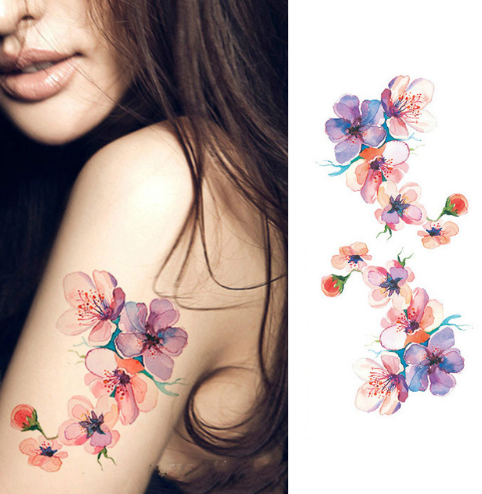 Flower Tattoo Stickers - Plum Blossom Design