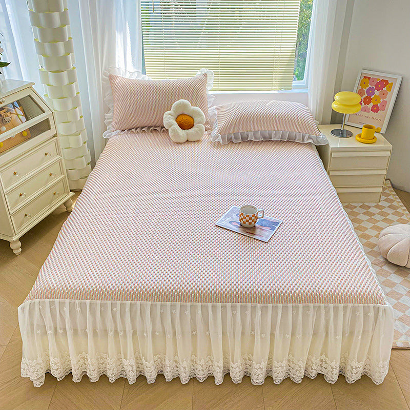Solid Color 3D Ice Silk Bedding Set for Summer (3 Pieces)