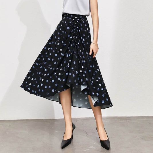 Pleated Skirt with French Polka Dot Letter Print