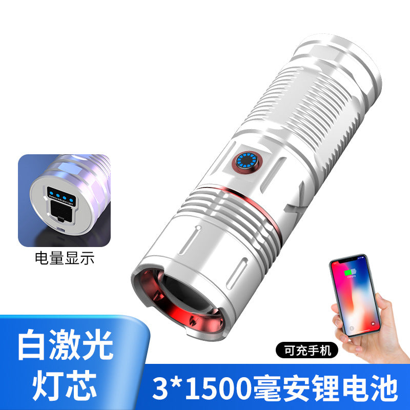 High-Power Rechargeable Flashlight with Zoom Function