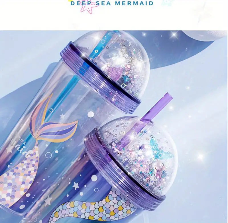 Pearl Mermaid 14oz Gradient Plastic Tumbler with Lid