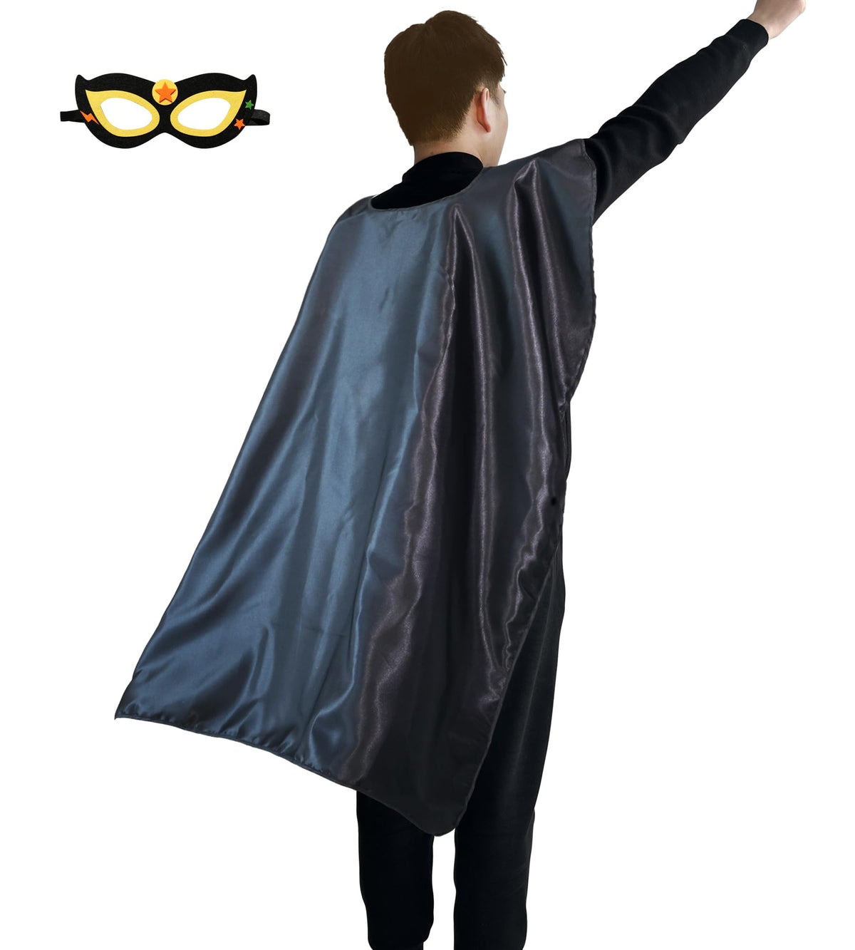 D.Q.Z Adults Superhero Cape and Mask Birthday Gifts for Men Women Cosplay Costumes Halloween Vampire Capes (Black)
