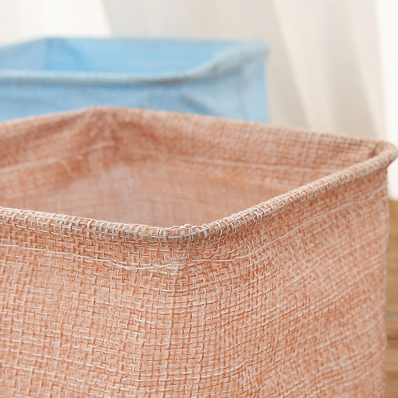 Mini Cotton and Linen Storage Basket for Desk Use