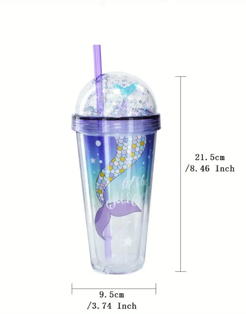Pearl Mermaid 14oz Gradient Plastic Tumbler with Lid