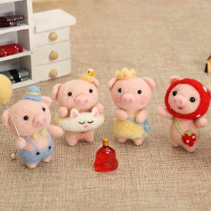 Beginner Wool Felt Pig Doll DIY Kit