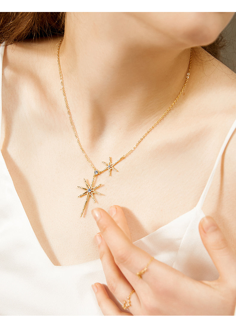 Hexagram Necklace for Women, Simple Pendant Chain
