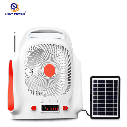 8-Inch Rechargeable Portable Fan with Bluetooth & Radio